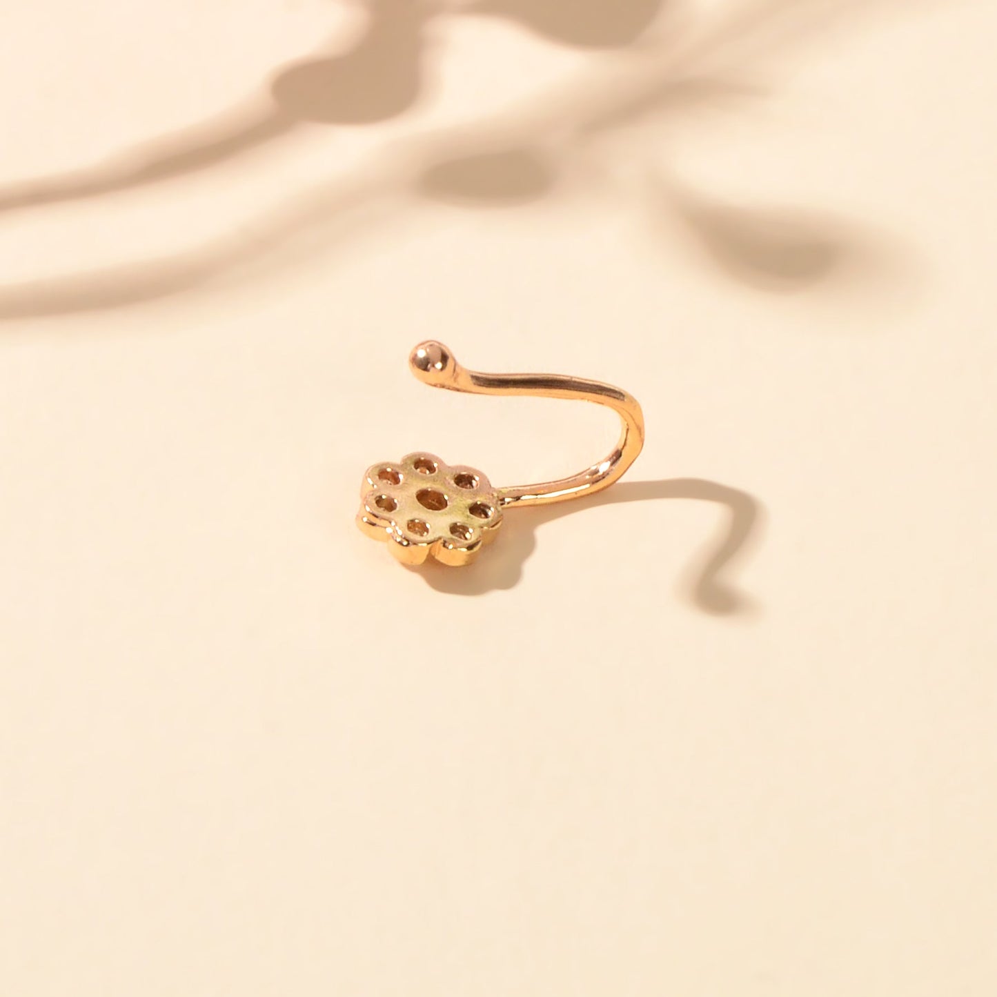 1pc Rhinestone Flower Fake Nose Rings Gold Copper African Nose Cuff Non Piercing