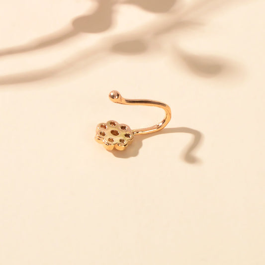 1pc Rhinestone Flower Fake Nose Rings Gold Copper African Nose Cuff Non Piercing