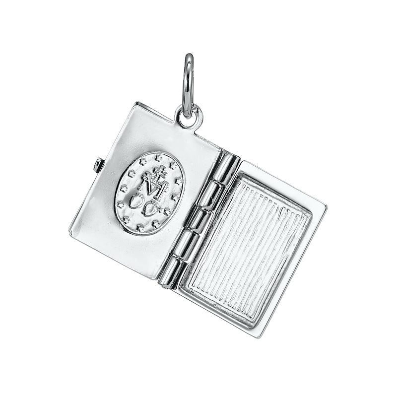 925 Silver  Plated Bible Pendant (Opens with 1 bible page) - USA Made