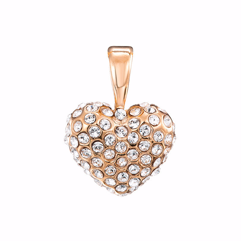 18ct Heavy Rose Gold Plated Crystal Heart Pendant - USA Made