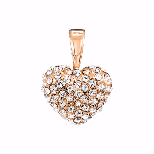 18ct Heavy Rose Gold Plated Crystal Heart Pendant - USA Made