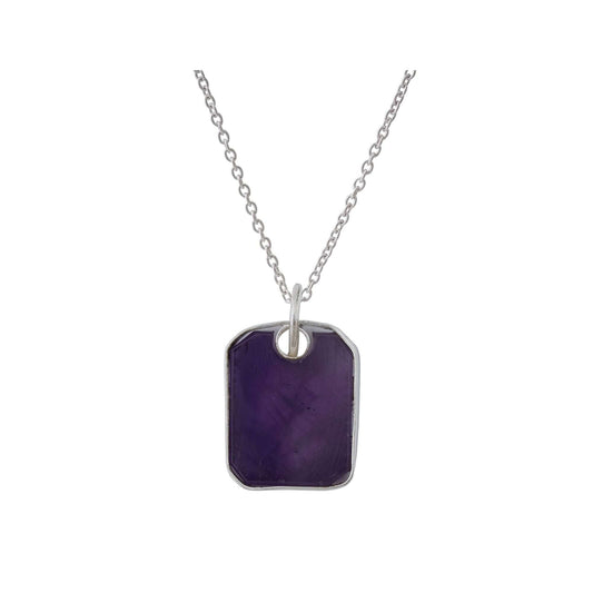 Amethyst Pendant in rectangular shape for Men handmade in Silver 925