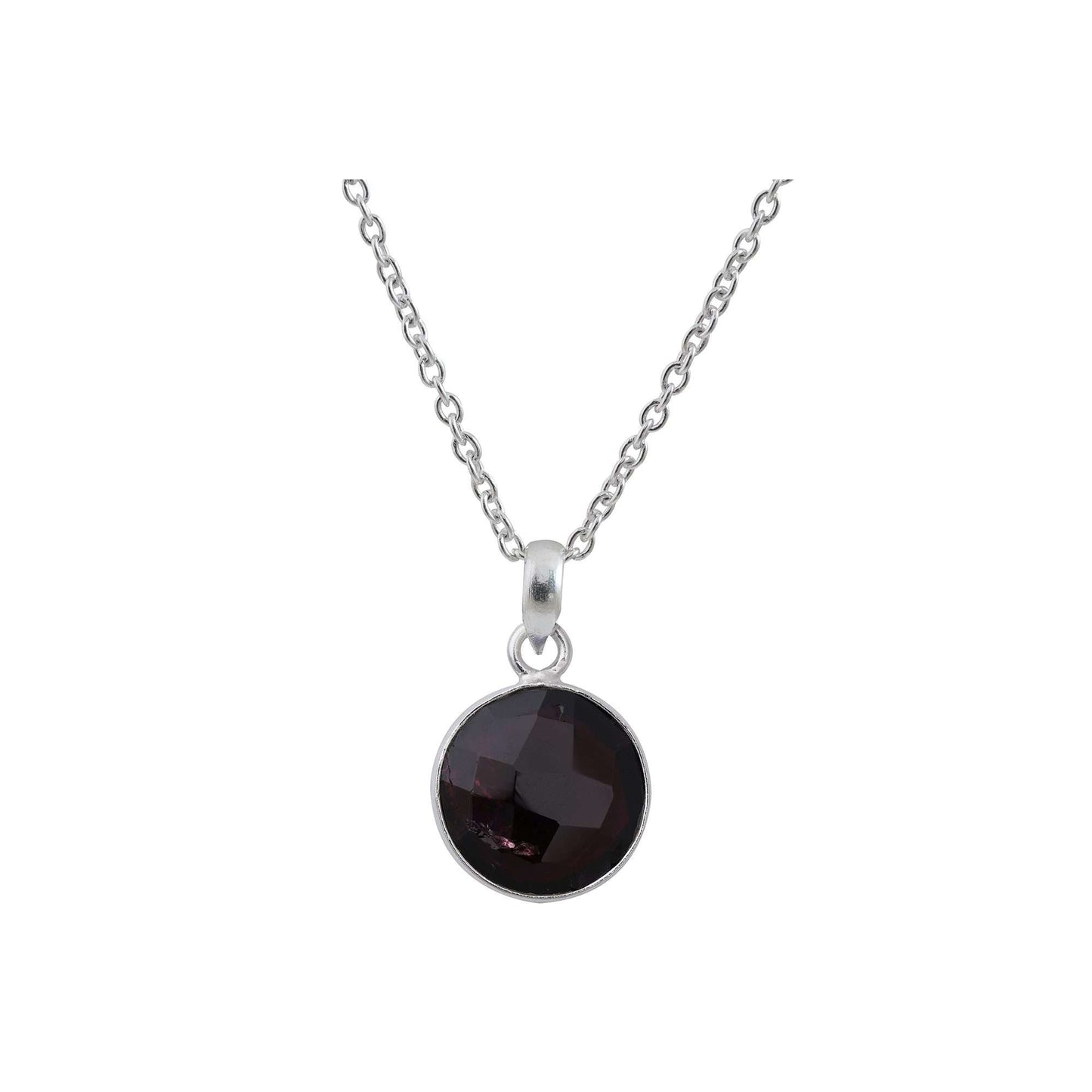 Garnet Pendant in round shape for Men handmade in Silver 925