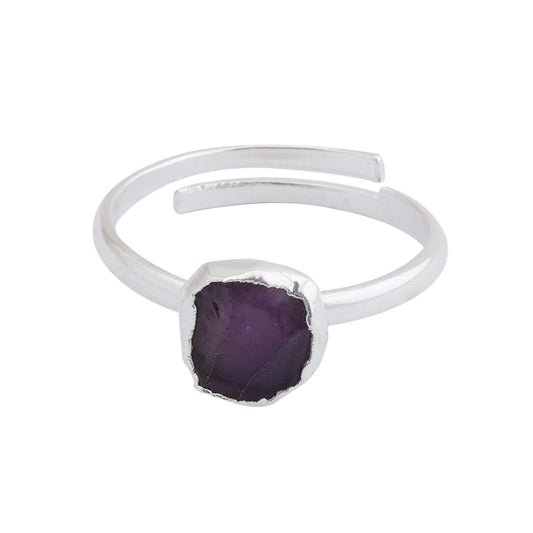 Amethyst Adjustable Ring Handmade in its Natural form in 925 Silver