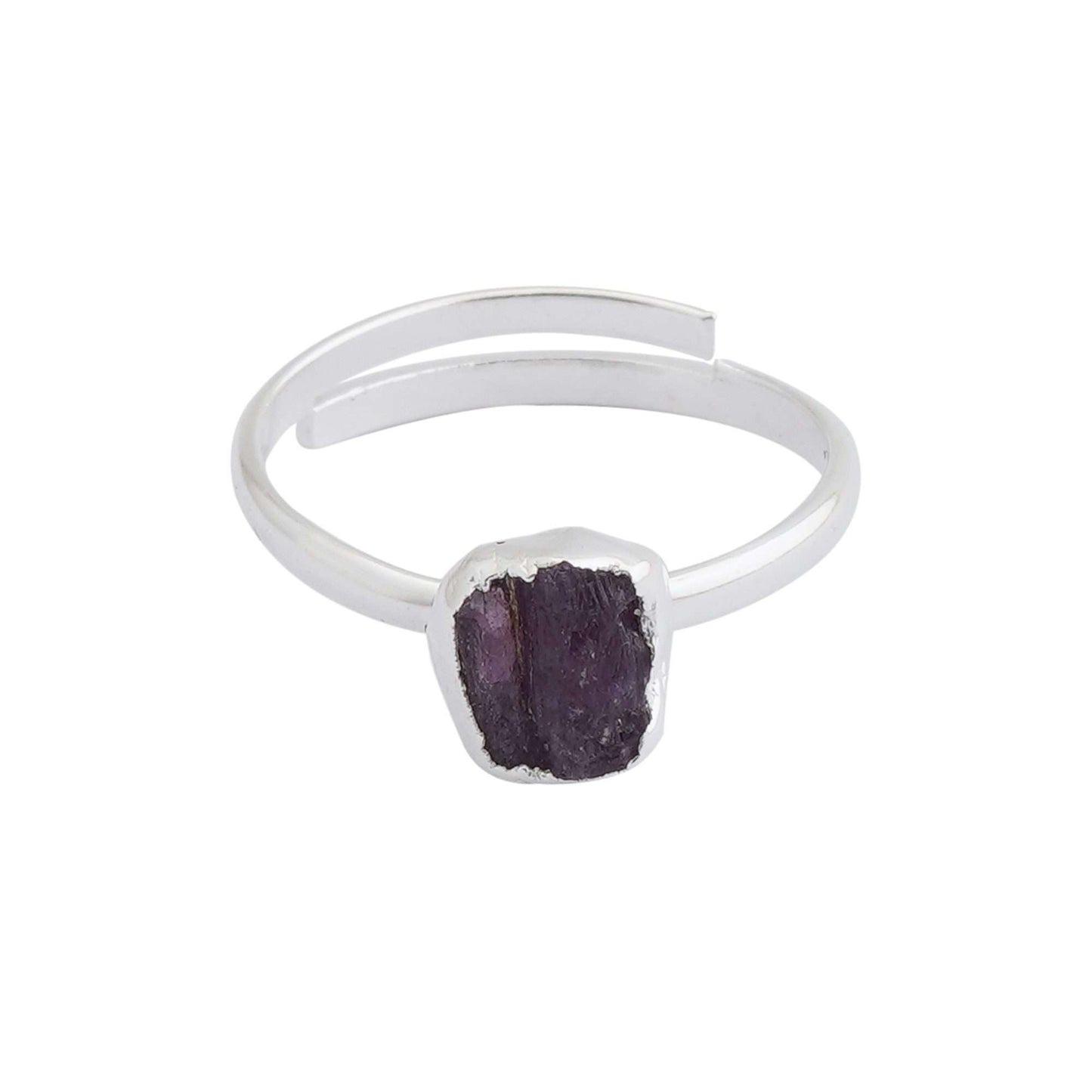 Garnet Adjustable Ring Handmade in its Natural form in 925 Silver
