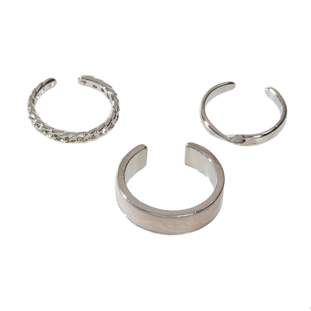 3 pcs Retro Stackable White Enamel Midi Knuckle Ring set Multiple Bulk Pack Ring