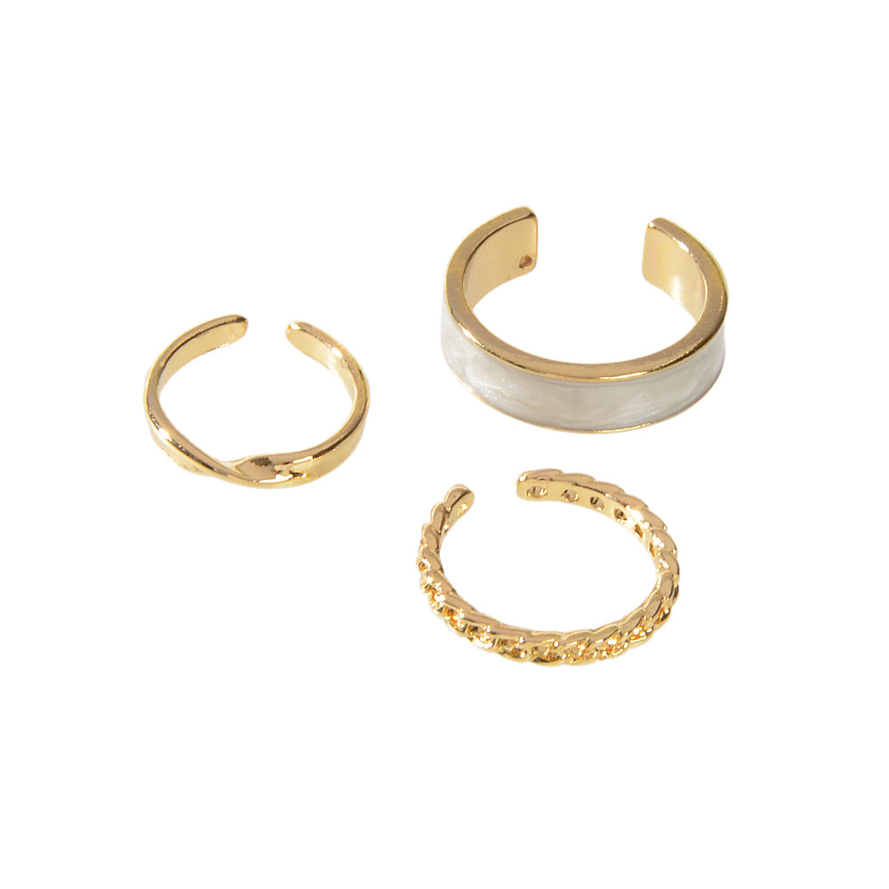 3 pcs Retro Stackable White Enamel Midi Knuckle Ring set Multiple Bulk Pack Ring
