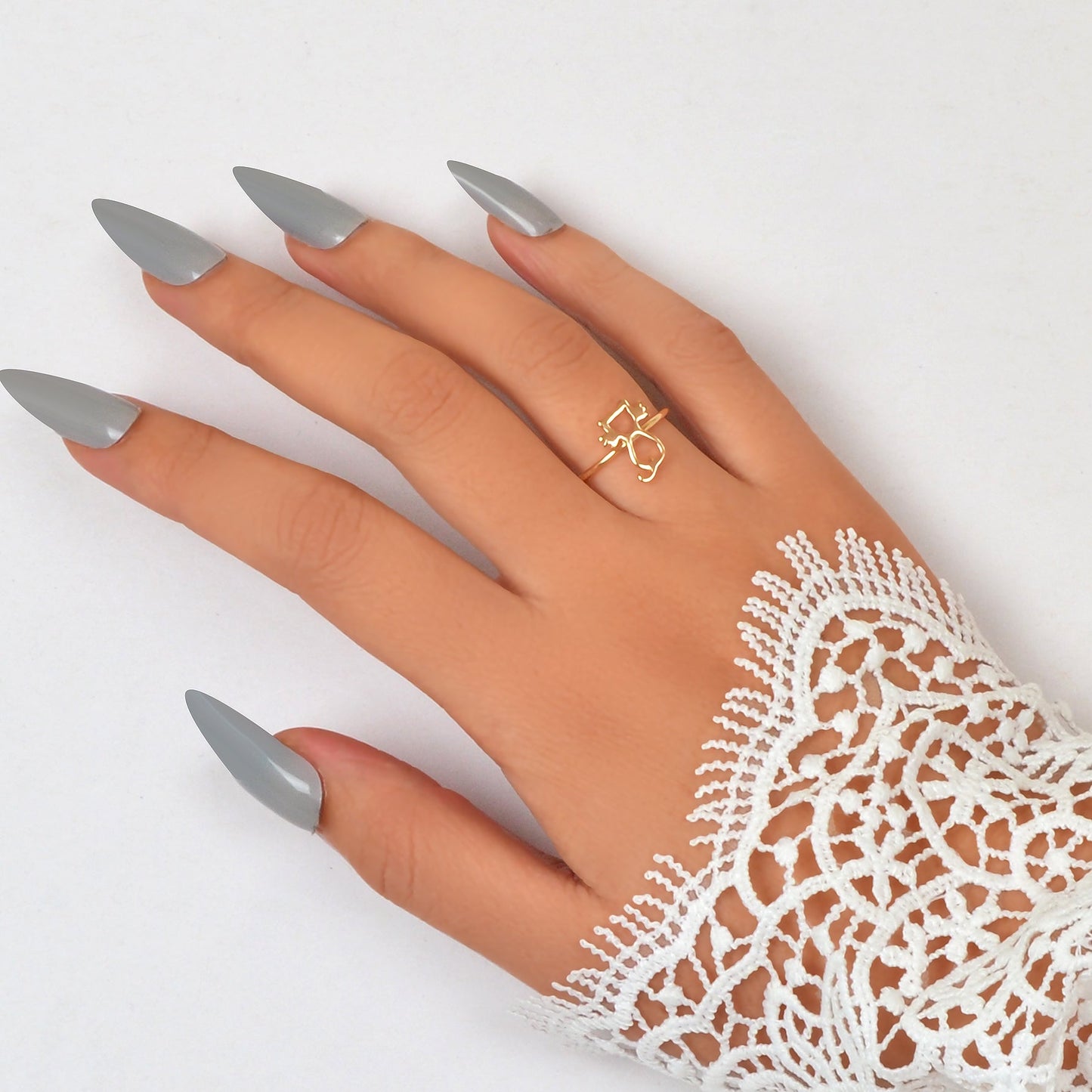 Cute Gold Plated Cat Finger Open Ring Minimalist Jewellery Dainty Gift for Women