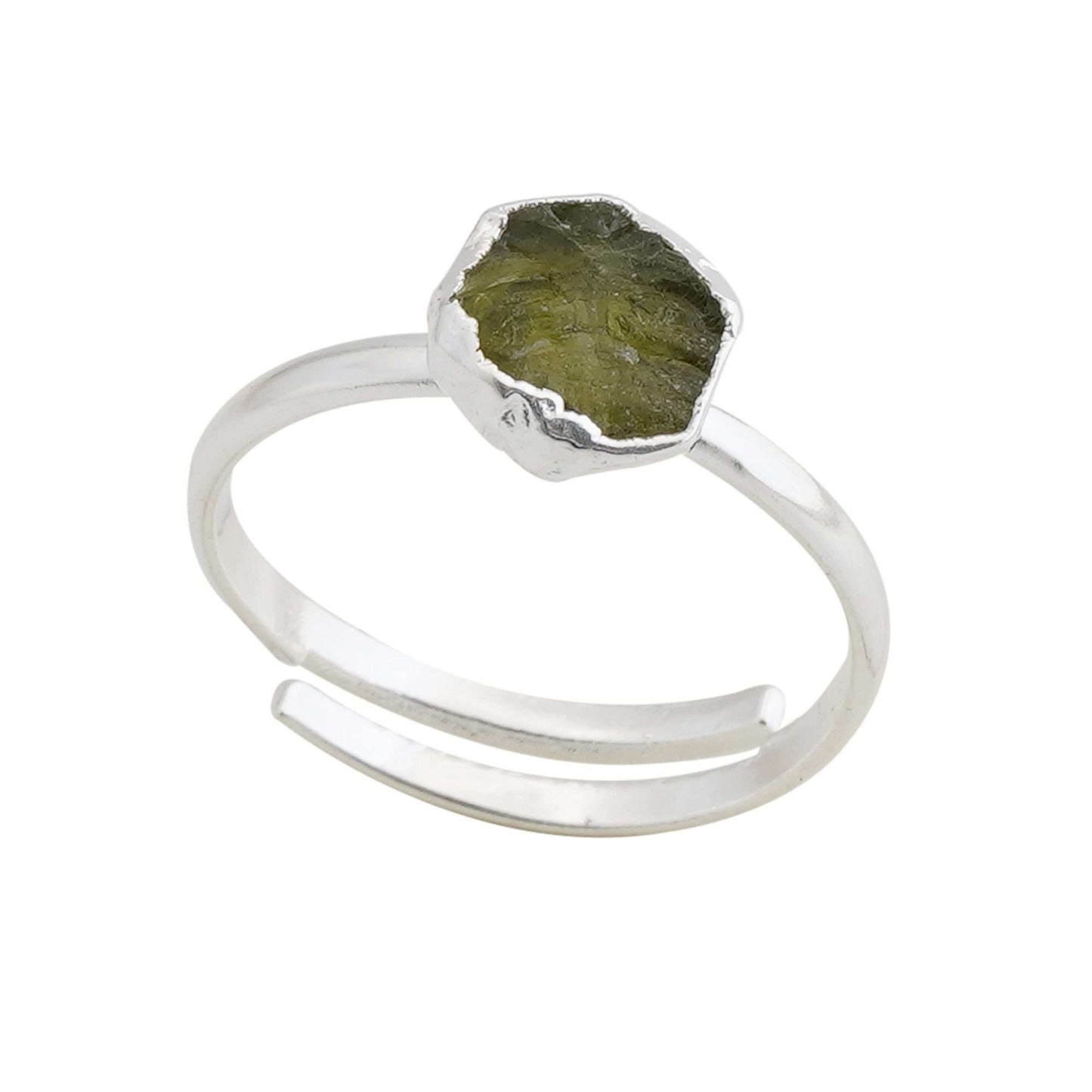 Peridot Adjustable Ring Handmade in its Natural form in 925 Silver