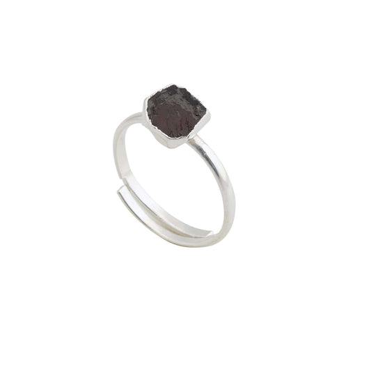 Ruby Adjustable Ring Handmade in its Natural form in 925 Silver