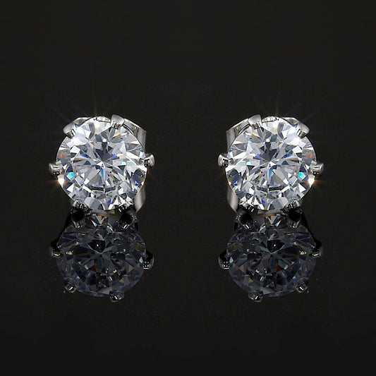 Solid 925 Sterling Silver Stud Earrings Featuring 2 Crystals by Swarovski®