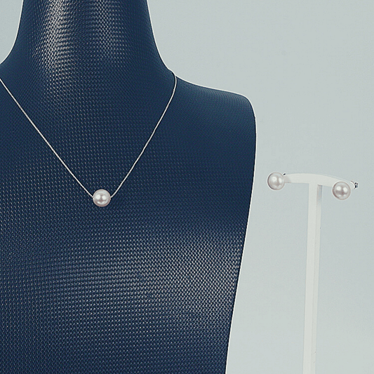 Freshwater White Pearls Esperance Minimalist Jewellery Set 8 - 9 mm AAAA