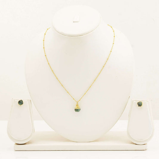 Handmade Emerald Set in its Natural form Gold Plated