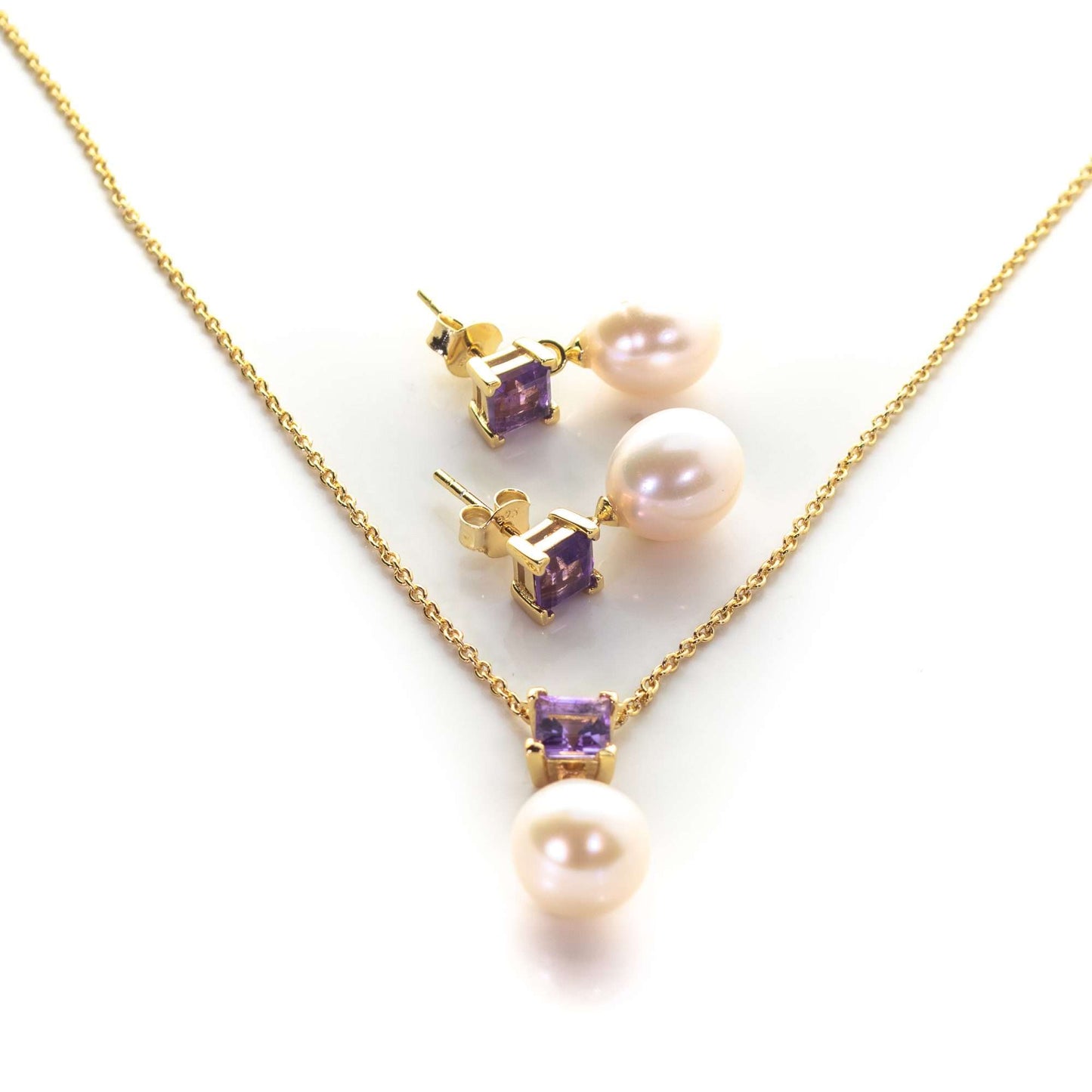 5 MM Red Amethyst & 9 MM Freshwater Pearl Ankara Set