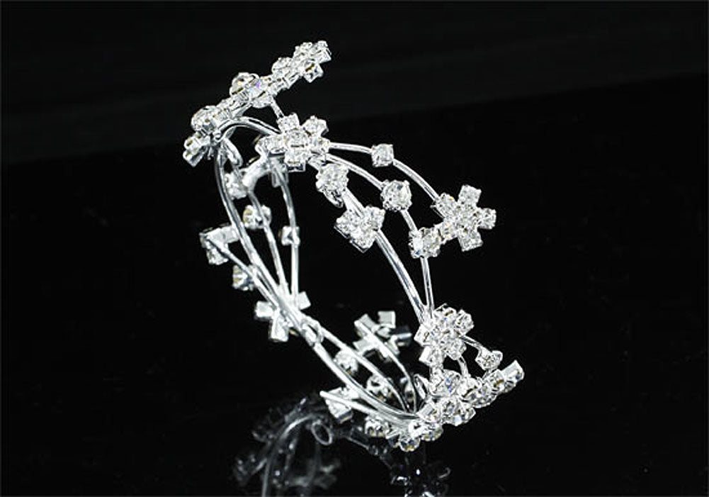 Newborn Baby Photo Prop Round Full Circle Rhinestone Silver Flower Mini Tiara Crown XT1813