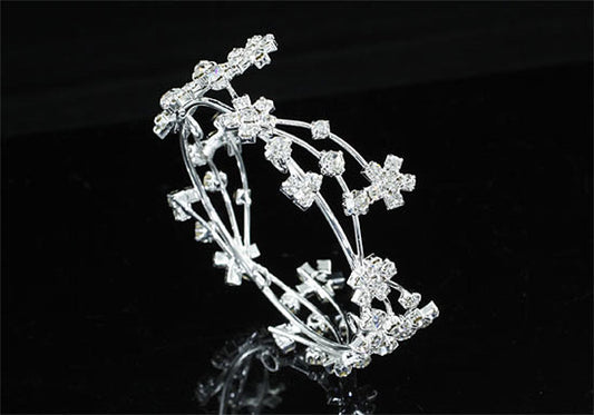 Newborn Baby Photo Prop Round Full Circle Rhinestone Silver Flower Mini Tiara Crown XT1813