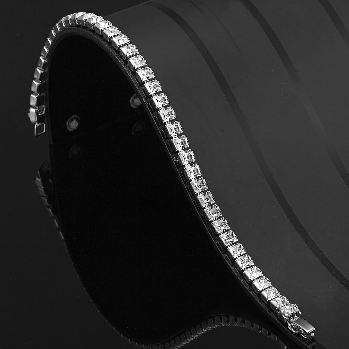 Quality Rhodium Plated Tennis Bracelet Made with SWAROVSKI® Crystals - USA Made