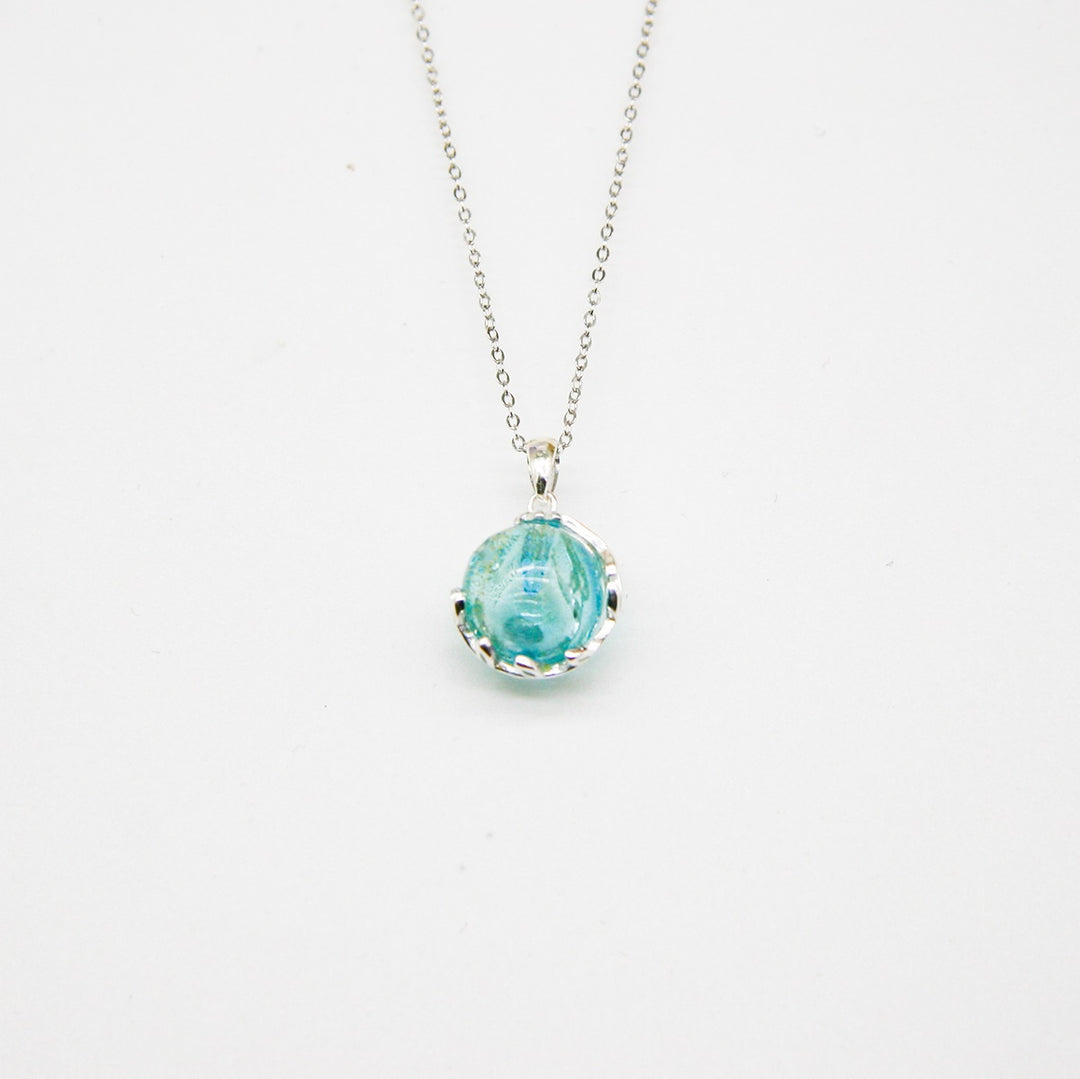 NNEDSZ Gift Box - Aroma Necklace White Gold - Planet Celestial Aqua (Light Blue) + Purify Oil Blend