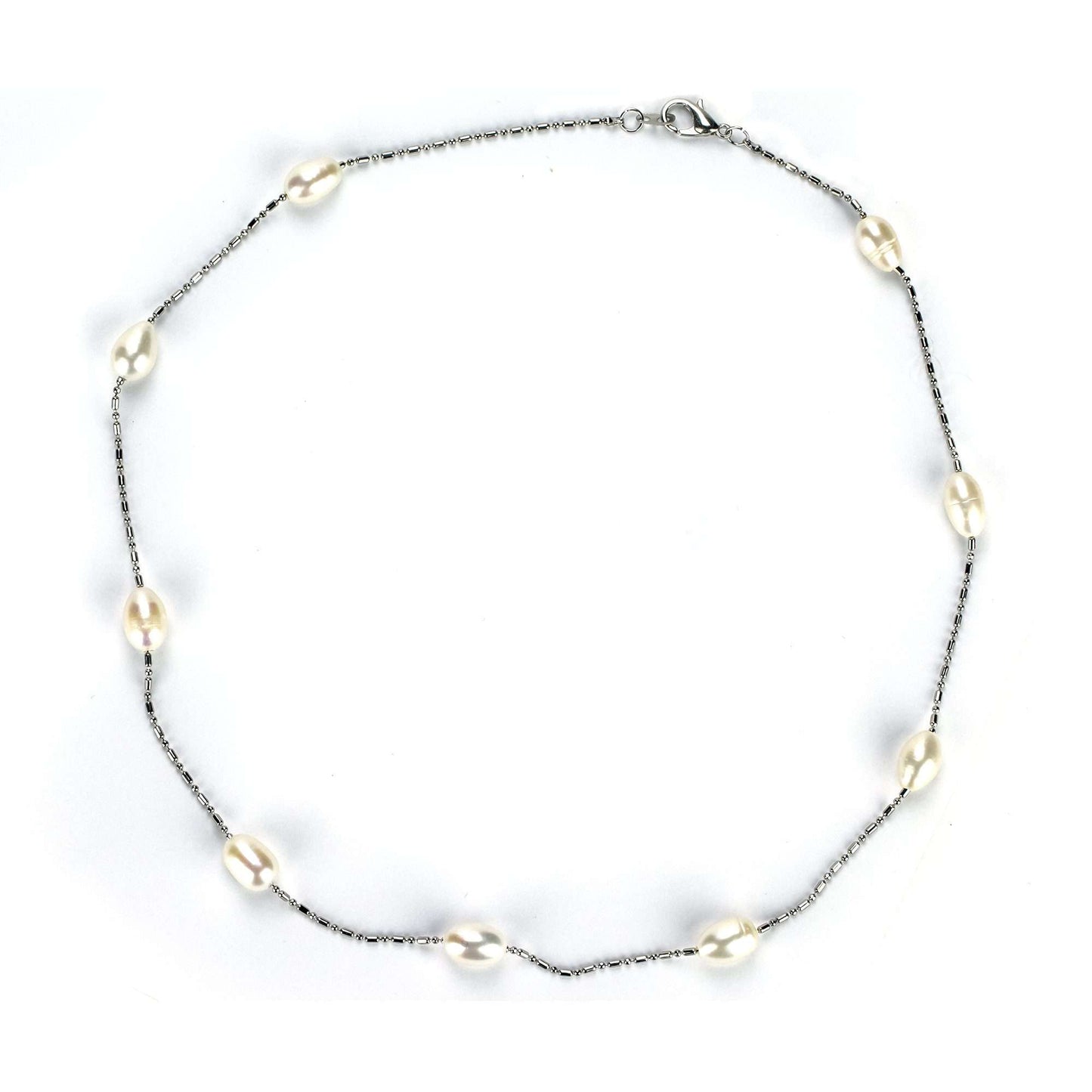 Freshwater Drop Shape White 17.7 inches Hamilton Strand Necklace 8-9 mm AAA