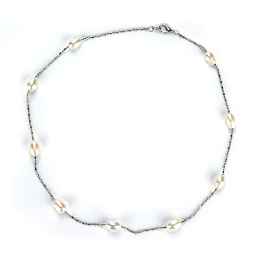 Freshwater Drop Shape White 17.7 inches Hamilton Strand Necklace 8-9 mm AAA