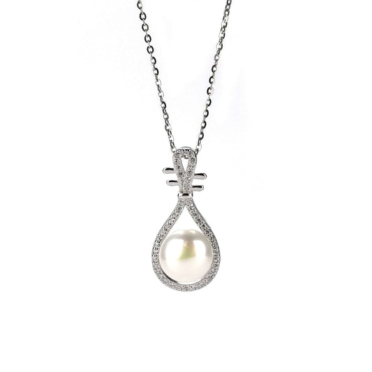 Freshwater Button Shape White Pearls Vaucluse Pendant 9 mm AAAA