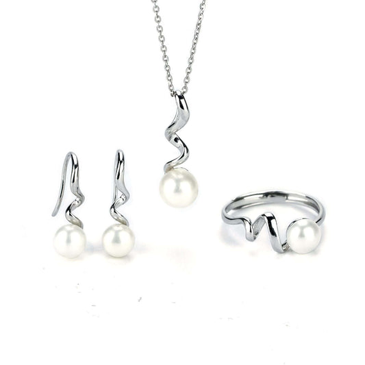 Freshwater White Drop and Button Shaped Pearl Clarkson Jewellery Set 6-7 mm AAAA