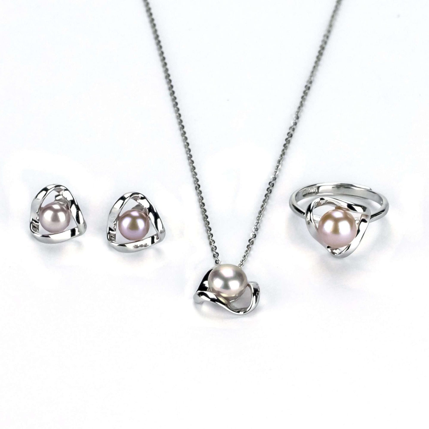 Freshwater Purple Button Shaped Pearl Ridgewood Jewellery Set 6-8 mm AAAA