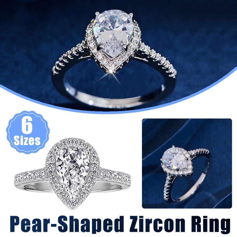 Sparkling Pear Shaped Zircon Cluster Ring Pear Shape Engagement Women Gift