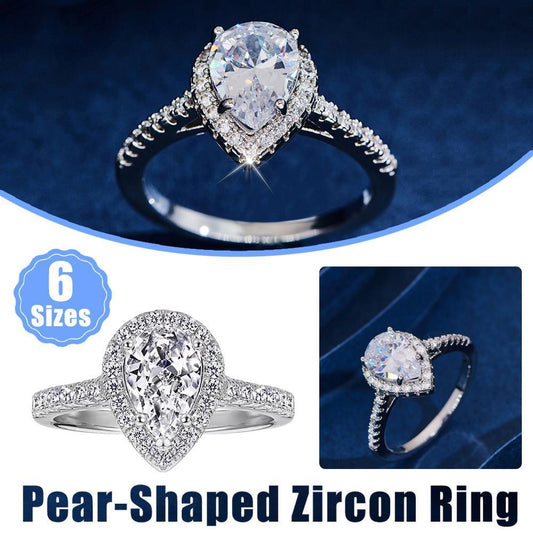 Sparkling Pear Shaped Zircon Cluster Ring Pear Shape Engagement Women Gift
