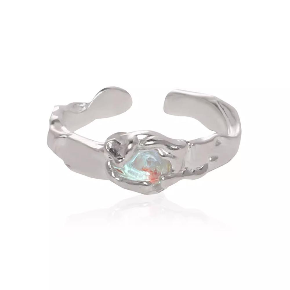 Open Rings Women Geometric Crystal Moonstone Gothic Finger Ring Jewelry Gift