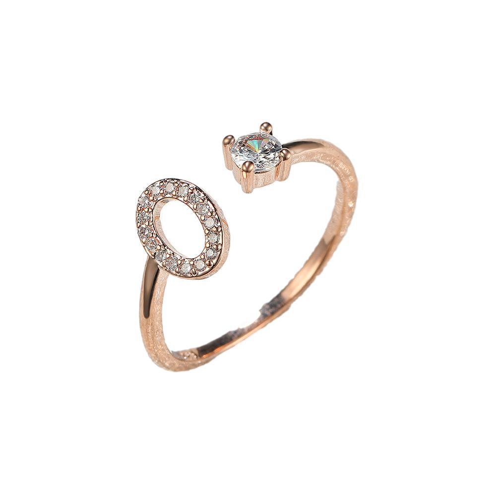 Adjustable Open Zircon Initial Ring A-Z Letters Fashion Womens Jewelry Gift