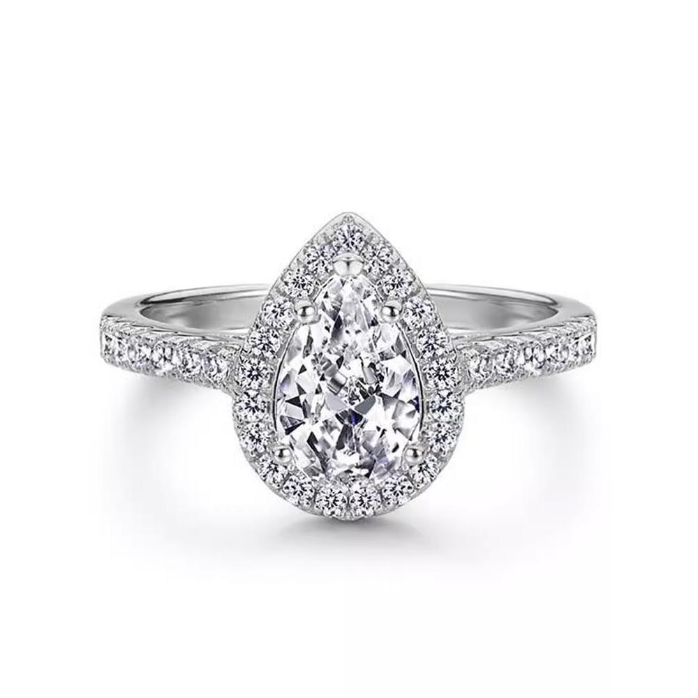Sparkling Pear Shaped Zircon Cluster Ring Pear Shape Engagement Women Gift