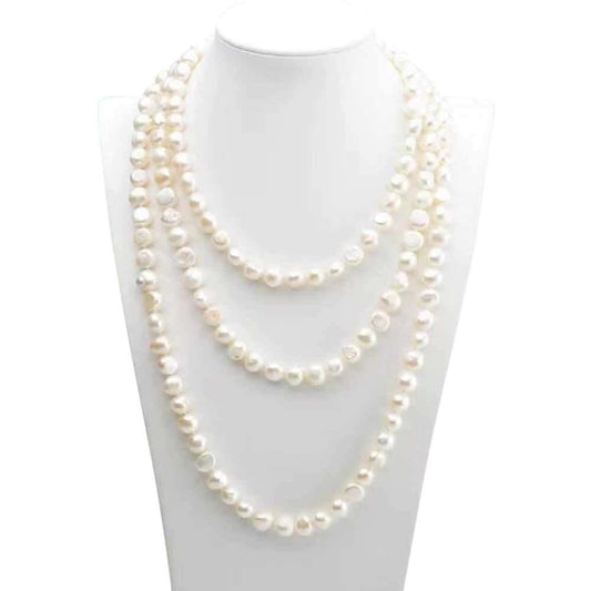 Freshwater Baroque White 63.8 inches New Farm Strand Necklace 10-11 mm AAA